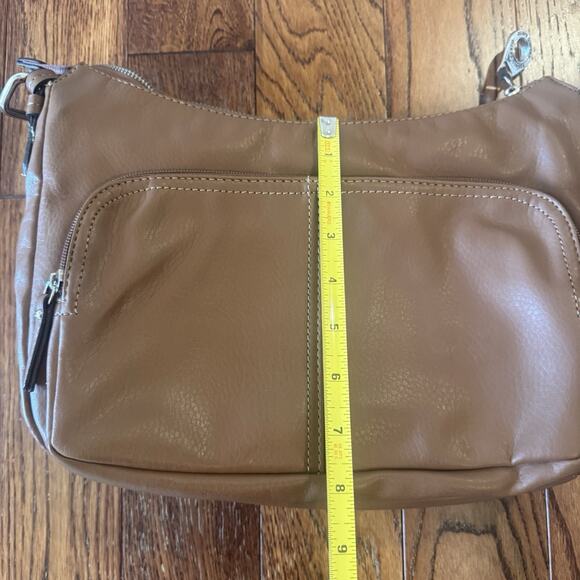 Franco Sarto Brown Faux Leather Handbag Purse Crossbody Shoulder Bag Pockets - Picture 16 of 16